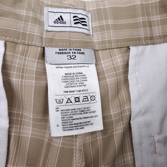 New Adidas Tan Plaid Men's Golf Shorts w32 - Picture 3 of 11